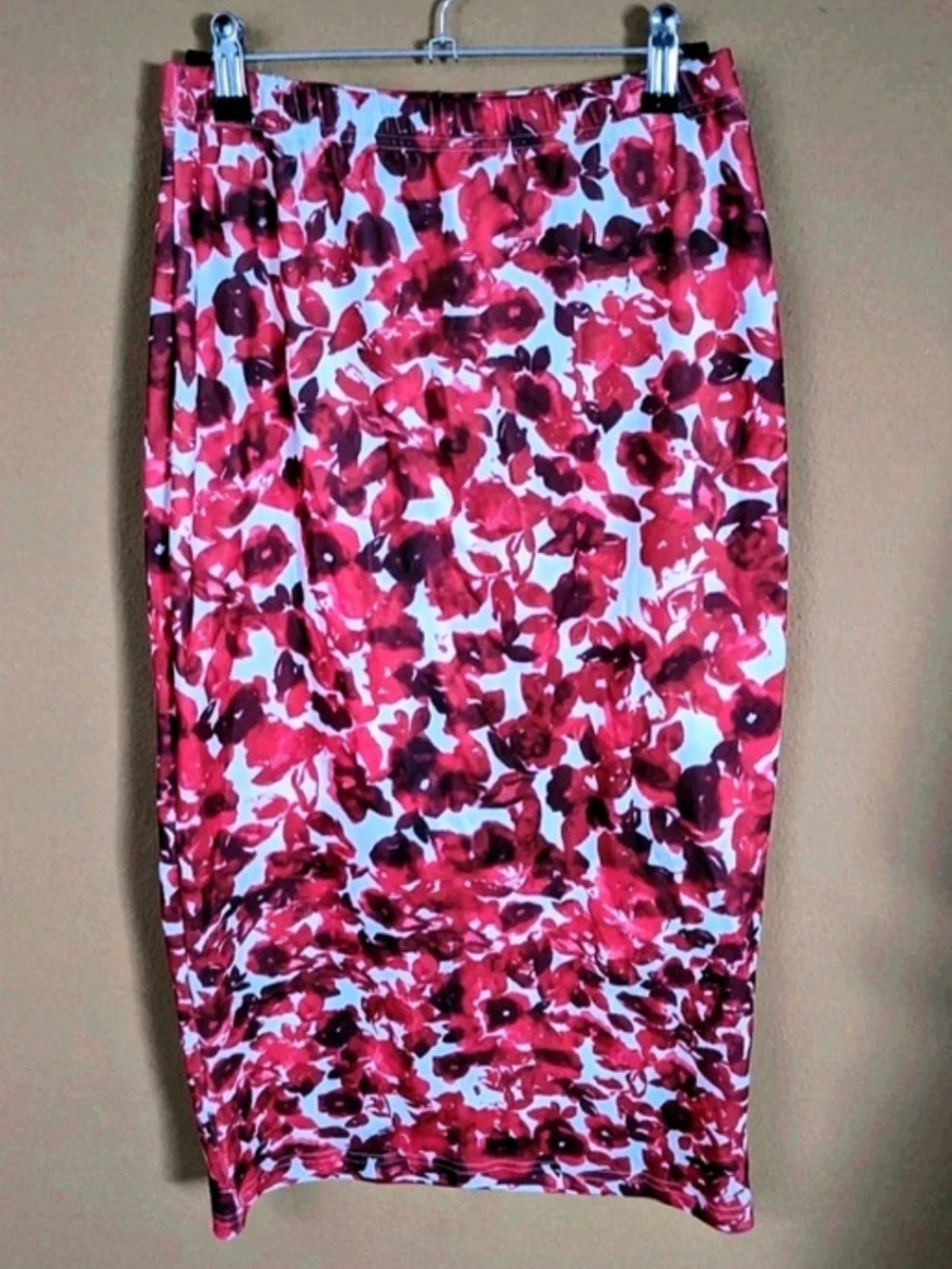 Floral Midi Skirt in Pink & White